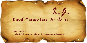 Kovácsovics Jolán névjegykártya