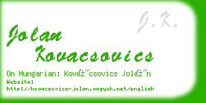jolan kovacsovics business card